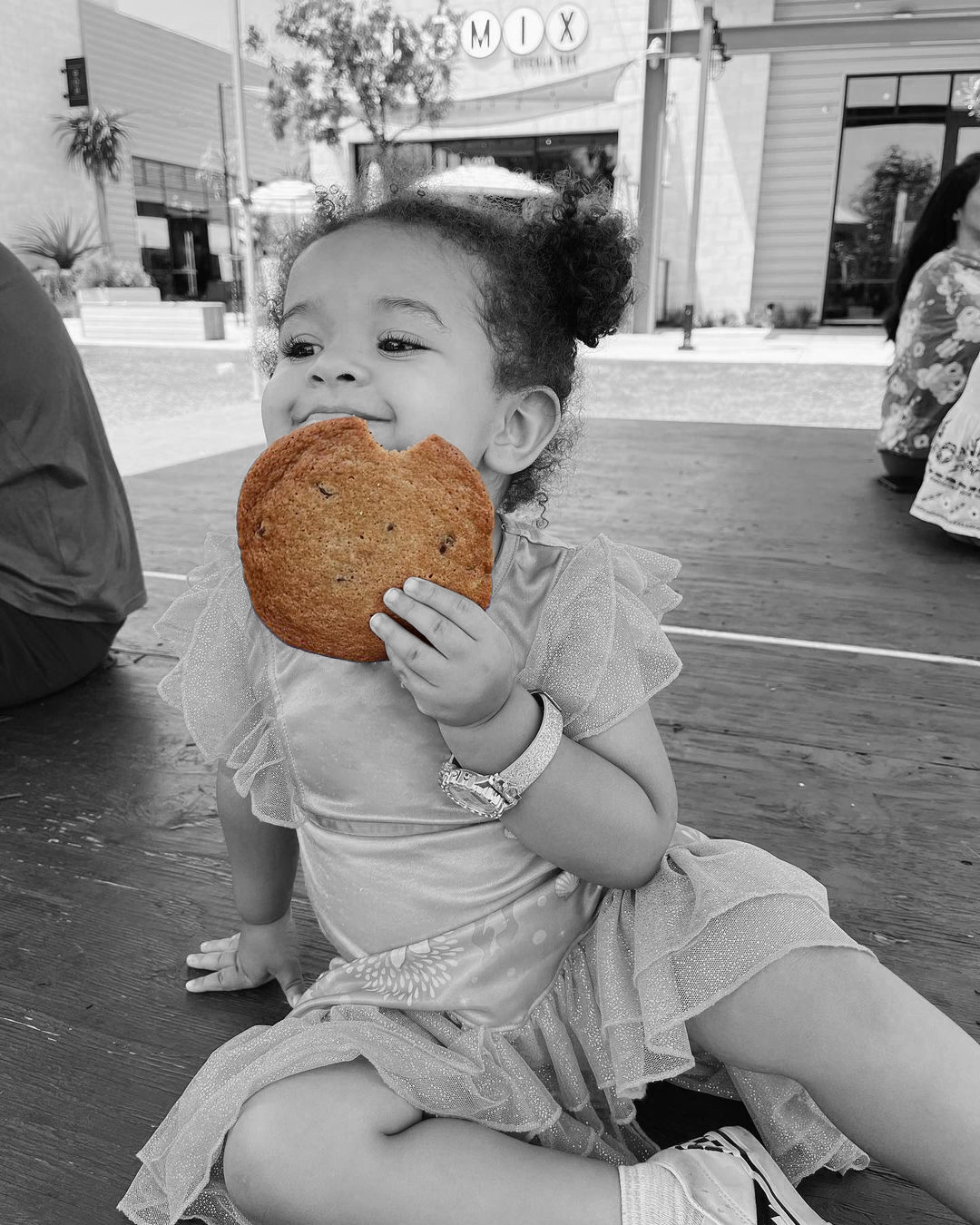 Toddler holding Chocolate Chip Cookie