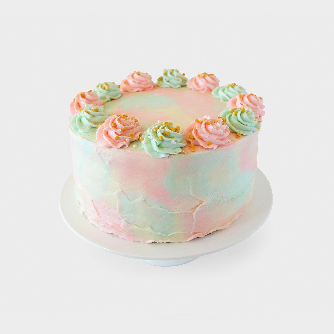 watercolor baby shower cake pink and blue 